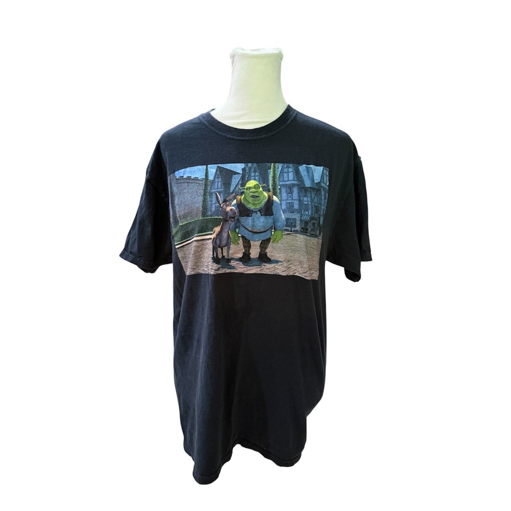 DreamWorks Shrek and Donkey Graphic T-Shirt Black Mens Medium‎ Movie Promo Tee